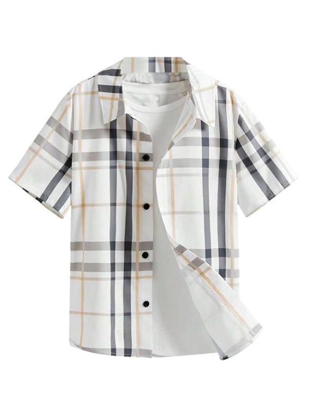 Checks Boys Short Sleeve Casual Shirt – Regular Fit